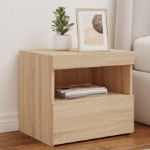 Berkfield Bedside Cabinet with LED Lights Sonoma Oak 50x40x45 cm