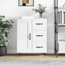 Berkfield Sideboard High Gloss White 69.5x34x90 cm Engineered Wood