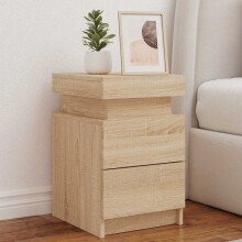 Berkfield Bedside Cabinets with LED Lights 2 pcs Sonoma Oak 35x39x55 cm