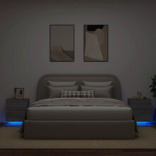 Berkfield Bedside Cabinets with LED Lights 2 pcs Grey Sonoma Engineered Wood