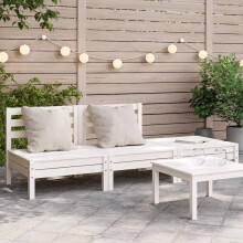 Berkfield Garden Sofa 3-Seater White Solid Wood Pine