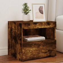 Berkfield Bedside Cabinets with LED Lights 2 pcs Smoked Oak 50x40x45 cm