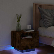 Berkfield Bedside Cabinet with LED Lights Smoked Oak 40x39x37 cm