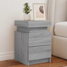 Berkfield Bedside Cabinet with LED Lights Grey Sonoma 35x39x55 cm