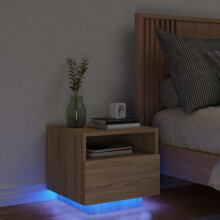 Berkfield Bedside Cabinet with LED Lights Sonoma Oak 40x39x37 cm
