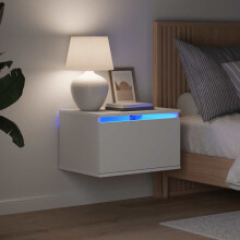 Berkfield Wall-mounted Bedside Cabinets with LED Lights 2 pcs White