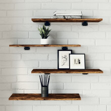 Berkfield Wall Shelves 4 pcs Smoked Oak 60x20x1.5 cm Engineered Wood