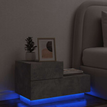 Berkfield Bedside Cabinet with LED Lights Concrete Grey 70x36x40.5 cm