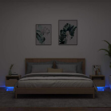 Berkfield Bedside Cabinets with LED Lights 2 pcs Sonoma Oak 40x39x37 cm