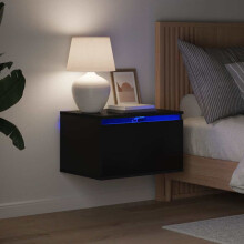 Berkfield Wall-mounted Bedside Cabinets with LED Lights 2 pcs Black