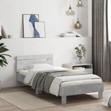 Berkfield Bed Frame without Mattress with Headboard Concrete Grey 90x200 cm