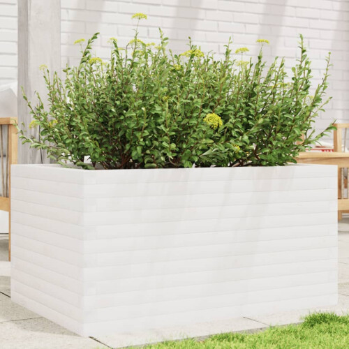 Berkfield Garden Planter White 90x60x45.5 cm Solid Wood Pine