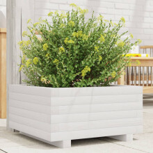 Berkfield Garden Planter White 50x50x26.5 cm Solid Wood Pine