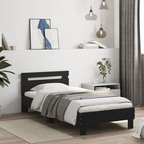 Berkfield Bed Frame without Mattress with Headboard Black 90x200 cm