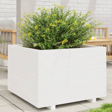 Berkfield Garden Planter White 70x70x49.5 cm Solid Wood Pine