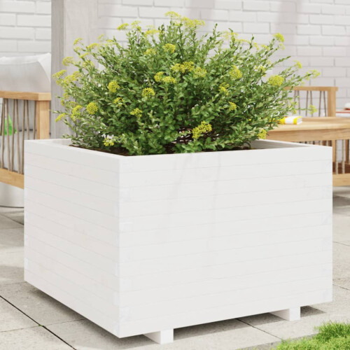 Berkfield Garden Planter White 70x70x49.5 cm Solid Wood Pine
