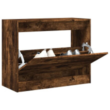 Berkfield Shoe Cabinet Smoked Oak 80x34x63 cm Engineered Wood