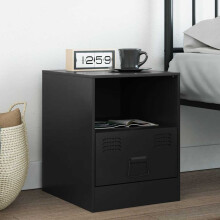 Berkfield Bedside Cabinet Black 34.5x39x44 cm Steel