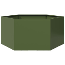 Berkfield Garden Planter Olive Green Hexagon 104x90x45 cm Steel