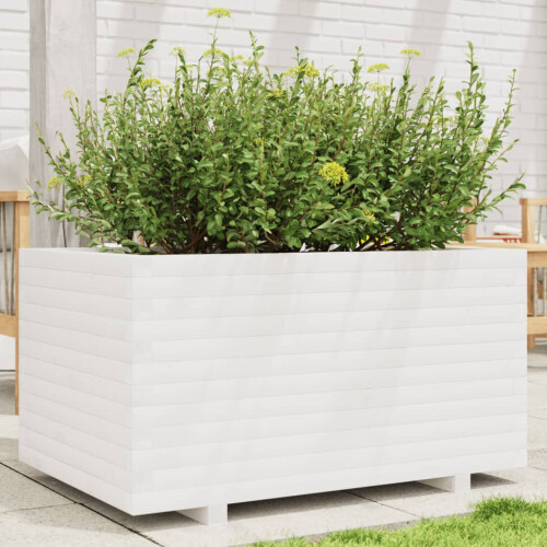 Berkfield Garden Planter White 90x60x49.5 cm Solid Wood Pine