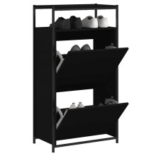 Berkfield Shoe Cabinet Black 60x34x112 cm Engineered Wood