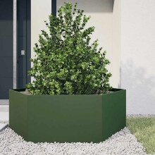 Berkfield Garden Planter Olive Green Hexagon 138x120x45 cm Steel