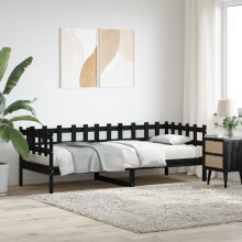 Berkfield Day Bed without Mattress Black 80x200 cm Solid Wood Pine