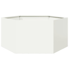 Berkfield Garden Planter White Hexagon 104x90x45 cm Steel