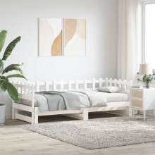 Berkfield Pull-out Day Bed without Mattress White 2x(80x200) cm Solid Wood
