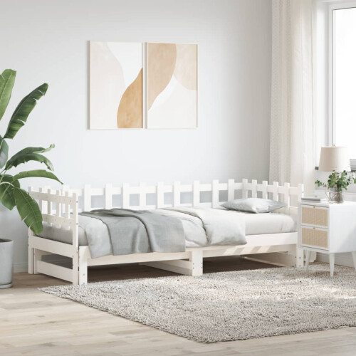 Berkfield Pull-out Day Bed without Mattress White 2x(80x200) cm Solid Wood
