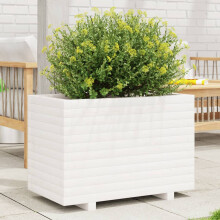 Berkfield Garden Planter White 70x40x49.5 cm Solid Wood Pine