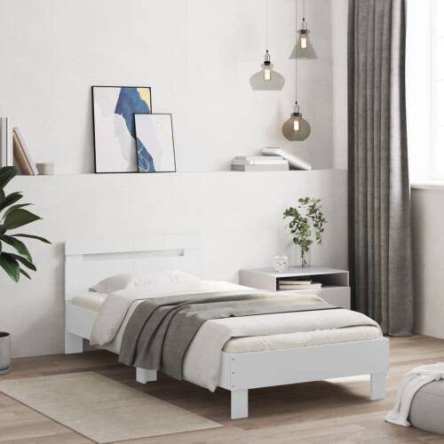 Berkfield Bed Frame without Mattress with Headboard White 100x200 cm