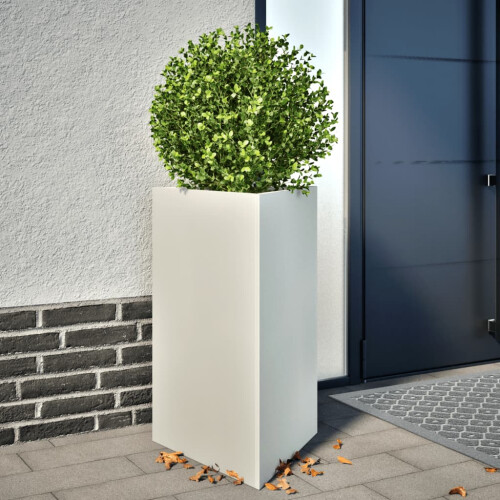 Berkfield Garden Planters 2 pcs White Triangular 50x43x75 cm Steel