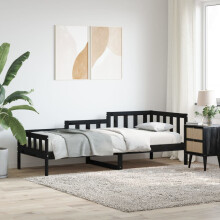 Berkfield Day Bed without Mattress Black 90x190 cm Single Solid Wood Pine