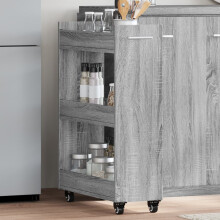 Berkfield Cabinet with Wheels Grey Sonoma 60x22x79 cm Engineered Wood