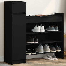 Berkfield Shoe Cabinet Black 100.5x28x100 cm Engineered Wood