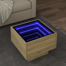 Berkfield Side Table with LED Sonoma Oak 40x40x30 cm Engineered Wood