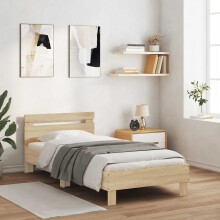 Berkfield Bed Frame without Mattress with Headboard Sonoma Oak 100x200 cm