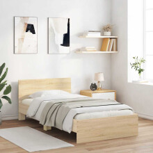 Berkfield Bed Frame without Mattress with Headboard Sonoma Oak 100x200 cm