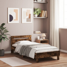 Berkfield Bed Frame without Mattress with Headboard Smoked Oak 100x200 cm