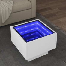 Berkfield Side Table with LED White 40x40x30 cm Engineered Wood