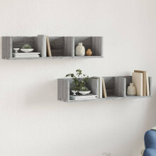 Berkfield Wall Cabinets 2 pcs Grey Sonoma 75x18x16.5 cm Engineered Wood