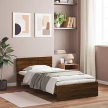 Berkfield Bed Frame without Mattress with Headboard Brown Oak 100x200 cm