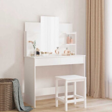 Berkfield Dressing Table with Mirror White 96x39x142 cm
