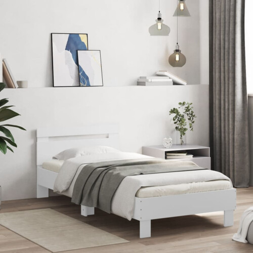 Berkfield Bed Frame without Mattress with Headboard White 90x190 cm Single