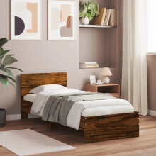 Berkfield Bed Frame without Mattress with Headboard Smoked Oak 90x200 cm