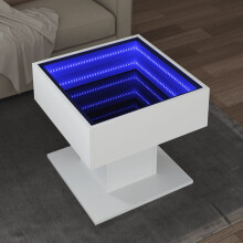 Berkfield Coffee Table with LED White 50x50x45 cm Engineered Wood