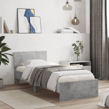 Berkfield Bed Frame without Mattress with Headboard Concrete Grey 90x190 cm Single