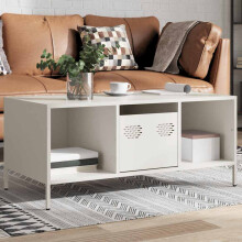 Berkfield Coffee Table White 101.5x50x43.5 cm Cold-rolled Steel
