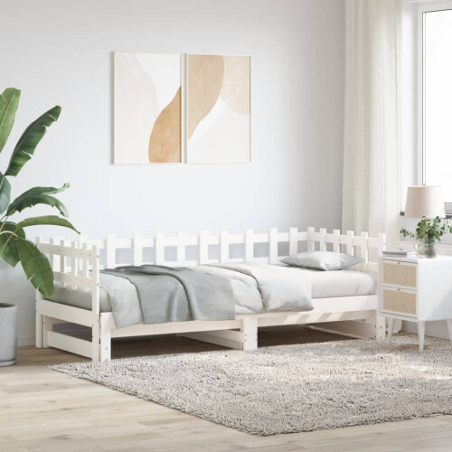 Berkfield Pull-out Day Bed without Mattress White 2x(90x190) cm Solid Wood